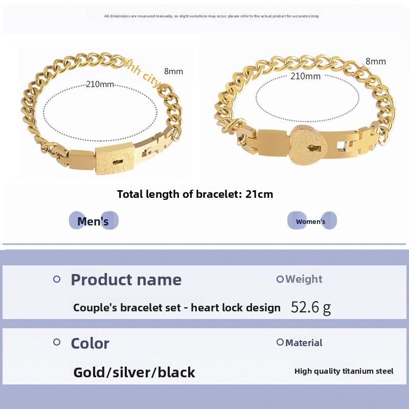 Europäische und Amerikanische Partnerarmbänder, Ein Paar konzentrische ineinandergreifende Titanstahlarmbänder, Edelstahl Herren- und Damen-Liebesarmbänder