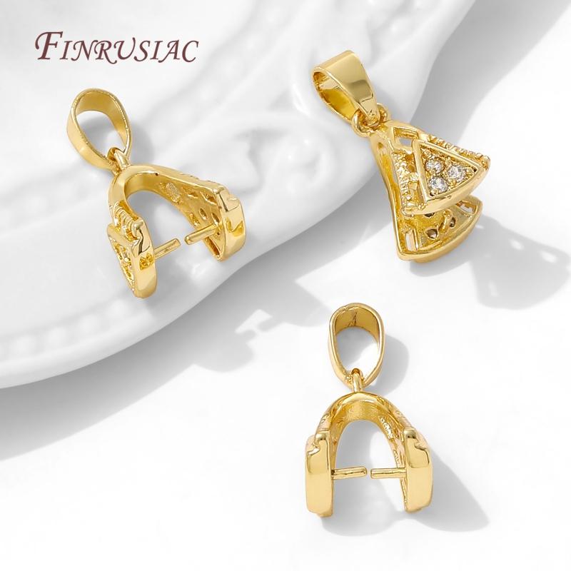 18K Gold Plated Brass Bails Connectors Bale Pinch Pendant Clasp Clips,Jewelry Bails,Necklace Bail,DIY Bracelets Accessories