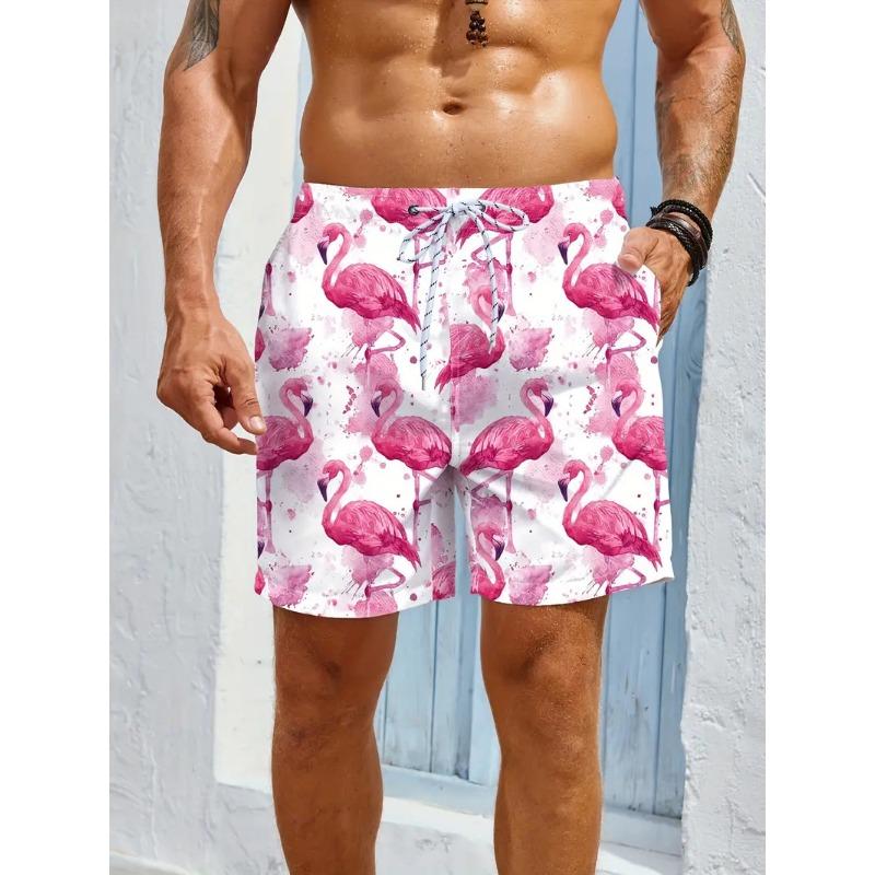 Men's Beach Shorts Flamingo 3d Printed Fashion New Quick Dry Sportswear Casual Pocket Gym Swimming Short Trousers Gift For Male