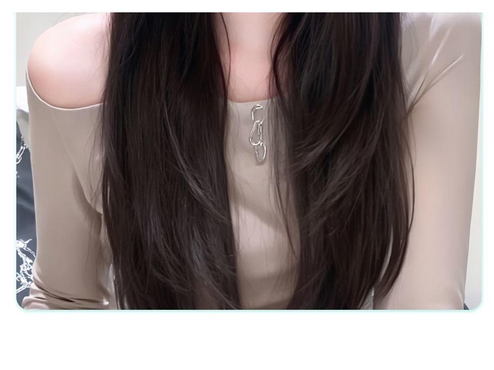 Damski czarny długi prosty dopinany włos: Zwiększa objętość włosów, kryje siwe włosy i zapewnia pełne pokrycie głowy.