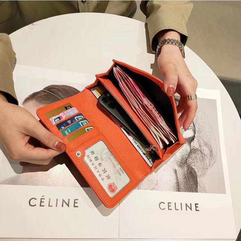 Genuine Leather Wallet Women Long Clutch Fashion Luxury Brand Ladies Purses Card Holder Zipper Coin Pocket  Billfold