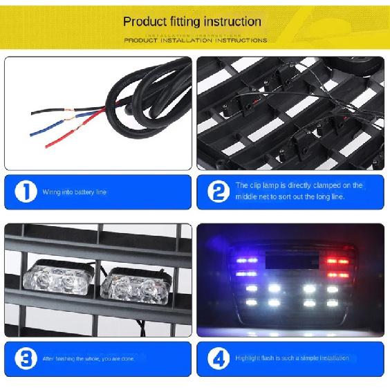 8/16 in 1 LED Suv Grille Strobe Light Automotive Strobe Warning LED Flashing Emergency Car External Light with wireless control