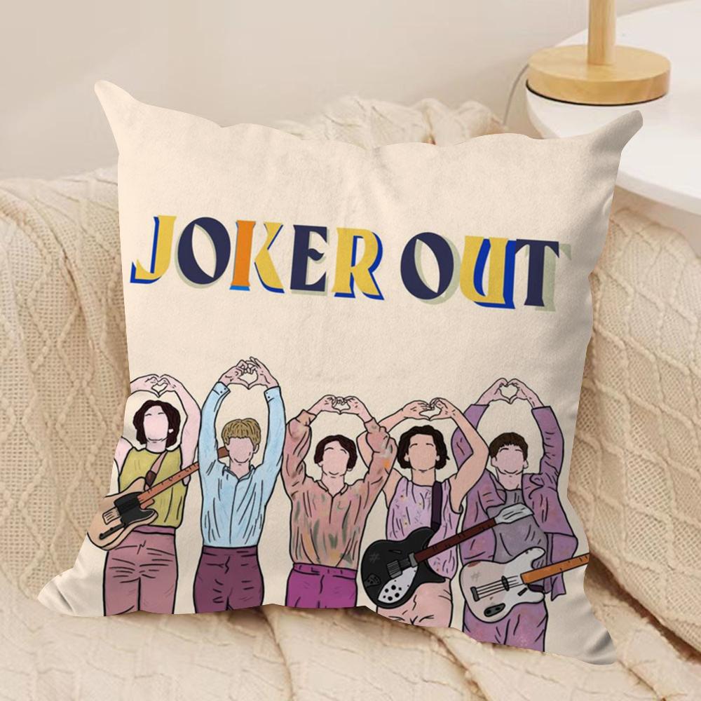 J-Joker O-Out Band Cushion Cover Soft Plush Fabric Double-Sided Printed Sofa Cushion Cover for All Seasons Home Decor Gift