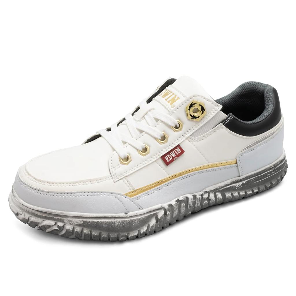 Edwin Lightweight Safety Shoes with Special Wide Rubber Stylish Work Size Men's Sole, Low-Cut Sneakers, Shock-Absorbing Sole, Resin, Non-Slip Bottom,