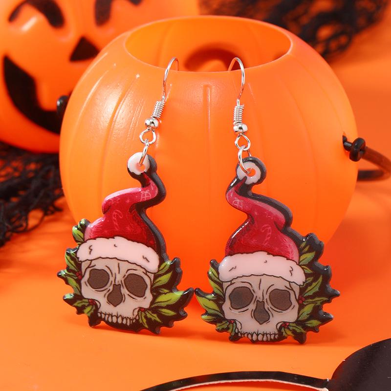 Cartoon Santa Winking Double-Sided Christmas Lights Earrings