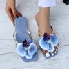Women Slippers Summer Flip Flops with Petal Decorations Elegant Ladies Vocation Beach Flats Sandalias De Mujer Chaussures Femme
