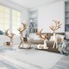 2 Pieces European Reindeer Statues Sitting Standing Deer Figurines Collectable Craft Sculpture for