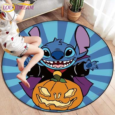 Cartoon Stitch Round Carpets for Living Room Rugs Soft Flannel Floor Area Rug Bedroom Carpet Mat for Children Kitchen Rug