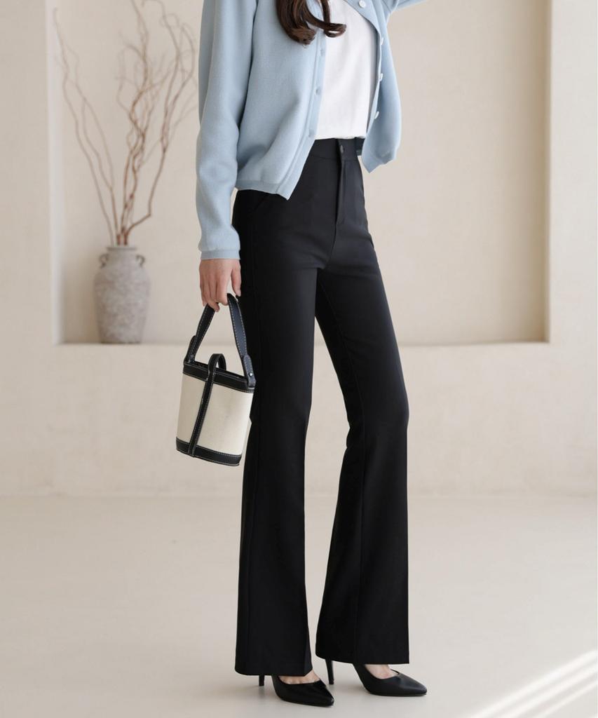 Ppaeppae Secret Banding Stretch Bootcut Black Slacks
