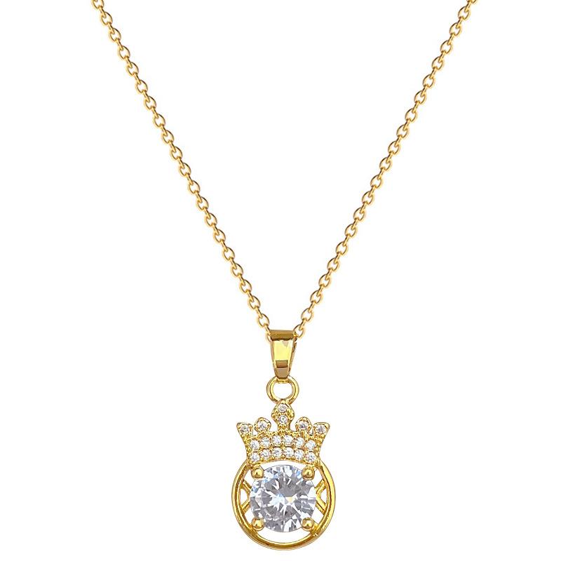 Crown Zircon Sky Micro-Inlaid Necklace Earrings Set Light Luxury Personality Temperament Earrings Necklace Combination