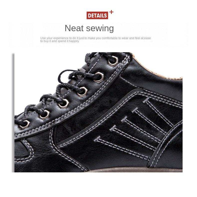Spring and Autumn Outdoor Work Shoes Men's Sports Hiking PU Plus Cotton Warm Men's Shoes
