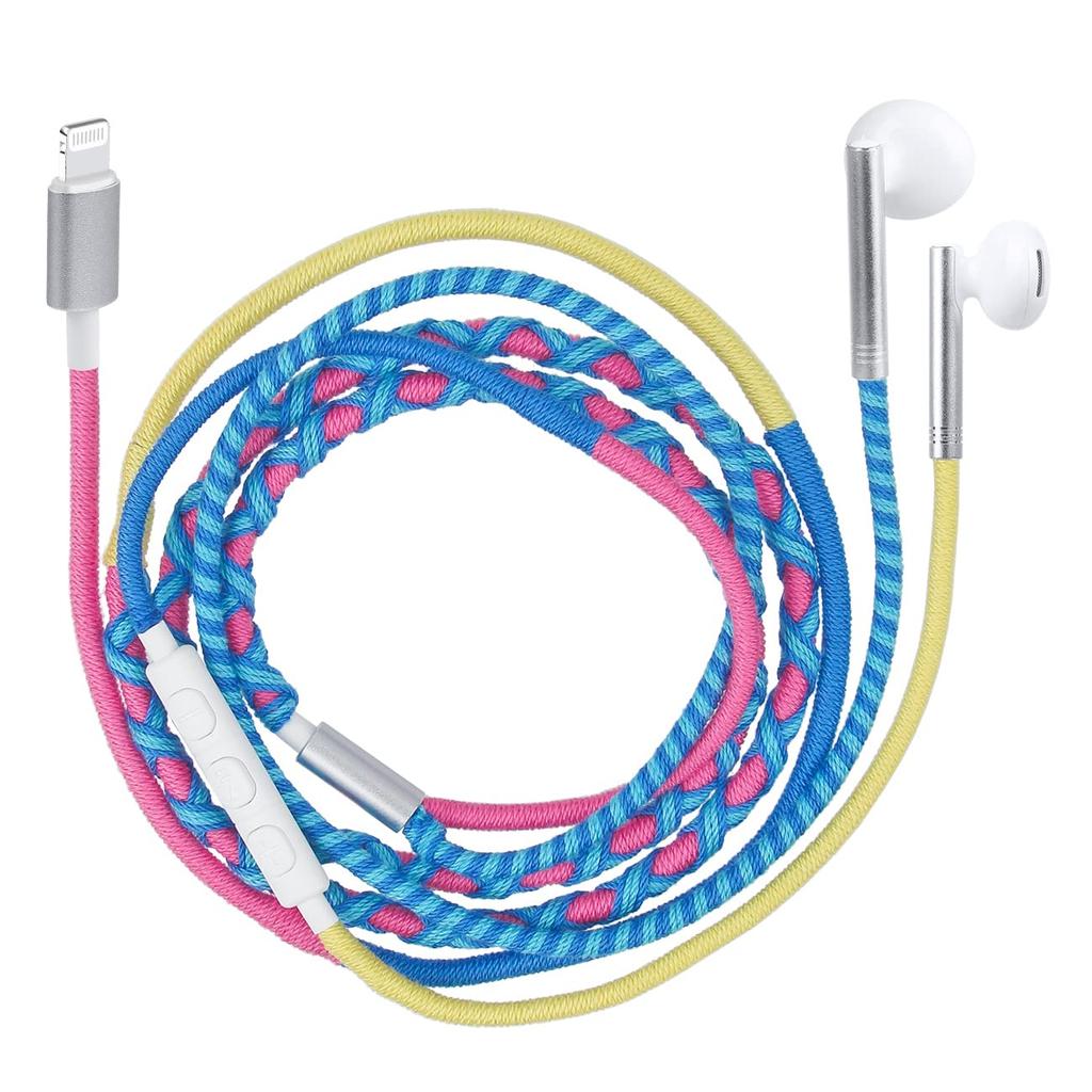 URIZONS Nylon Braided Wired Earphones, Tangle-Free, Lighting Earbuds with Microphone Controller, Noise Blocking, Compatible with iPhone 12miniProPro