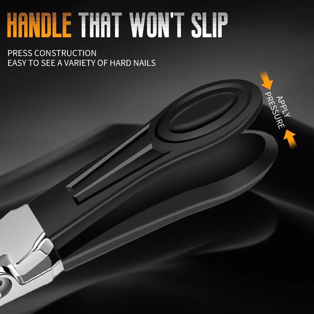 High Quality Nail Clippers Long Handle Black Textured Grip Available Manicure Fingernail Cutter Thick Hard Toenail Scissors Tool