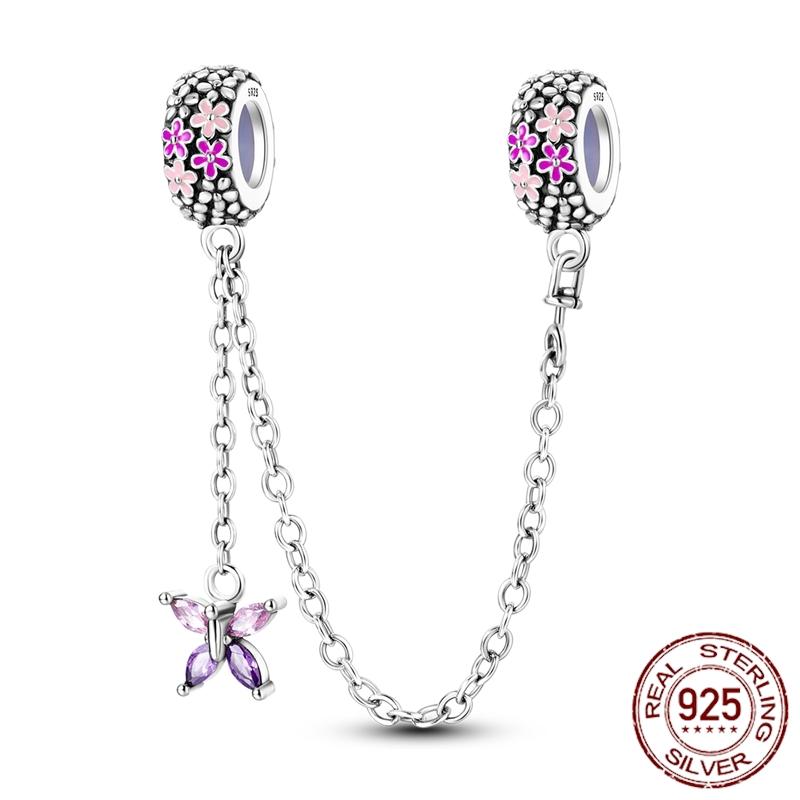 Copper Stars Moon Sun Clover Safety Chains Pendant Charms Beads Fit Original Bracelets Diy Jewelry Gift For Women