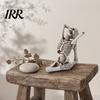 Creative Yoga Pose Skull Design Halloween Skeleton Statue, Funny Dead Figure for Party Decor, Distressed Texture Ornament Resin Gothic Haunted House,