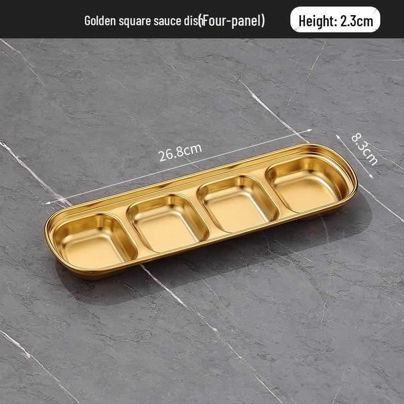 304 Stainless Steel Korean Multi-Compartment Seasoning and Dipping Sauce Dish for Restaurants and Hot Pots