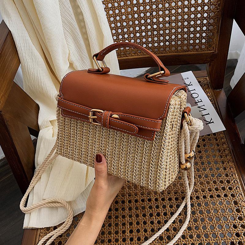 Small box bag women's 2025 new fashion Korean version woven shoulder bag messenger bag women's straw bag