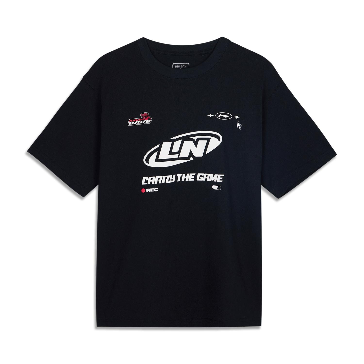 Li Ning x LEAGUE OF LEGENDS Sports Life Collection T Shirt Unisex Black/Front Middle Large Image AHSV153-10 M