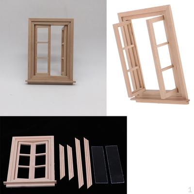 3x 1/12 Unpainted Wooden Doll Miniature 6 Panel Window
