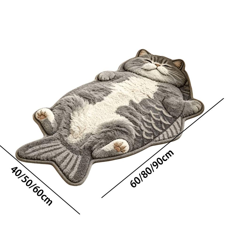 Anti-fouling Home Decor Carpet Easy To Clean Cartoon Cat Carpet Fish-Shaped Area Rug Bedrooms
