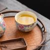 Full color yellow Ru kiln high-end master cup gold silk silver thread retro tea cup tea bowl light luxury business gift souvenir
