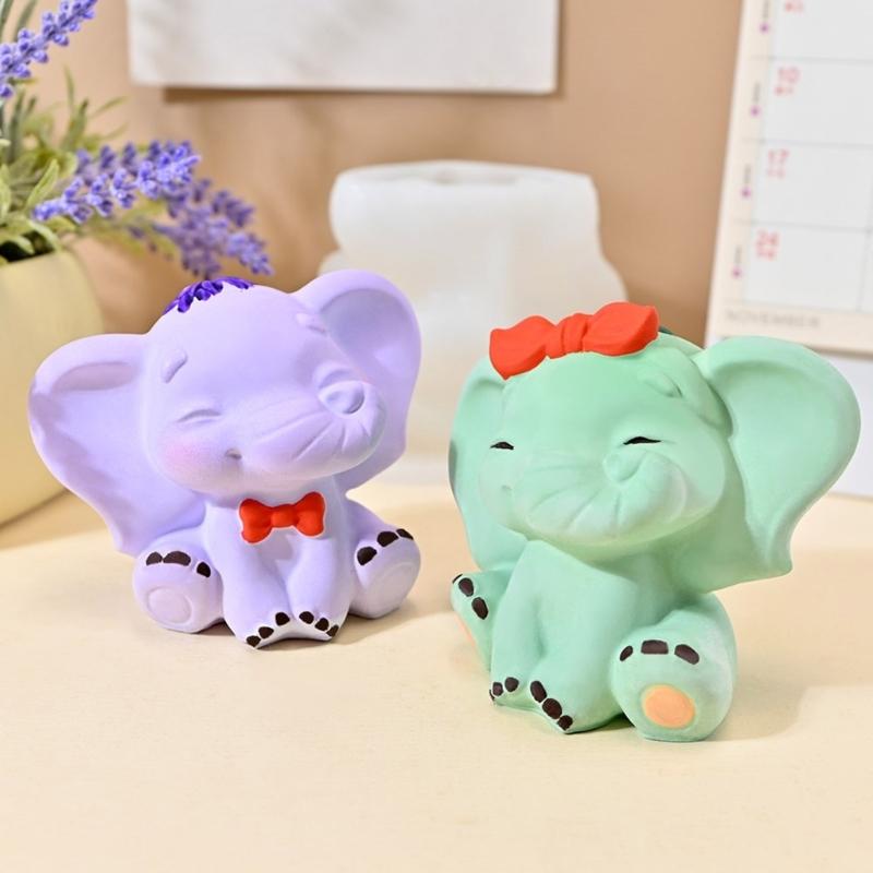 Lovely 3D Elephant Sturdy Silicone Mould Home Accessory for Creating Gypsum Resin Figurine Decorations Daily Casual Use