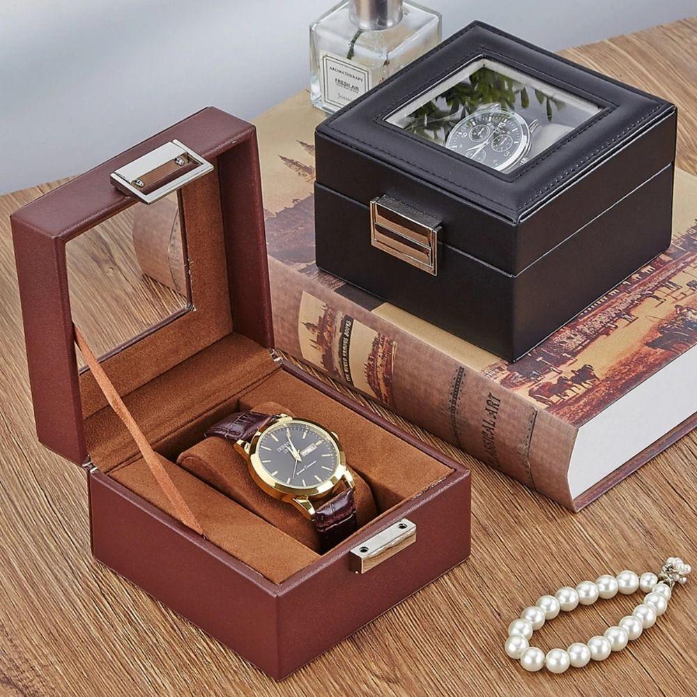 Portable Leather Watch Storage Box Wood 1 Watch Slot Watch Box Watch Collection Box Watch Collection