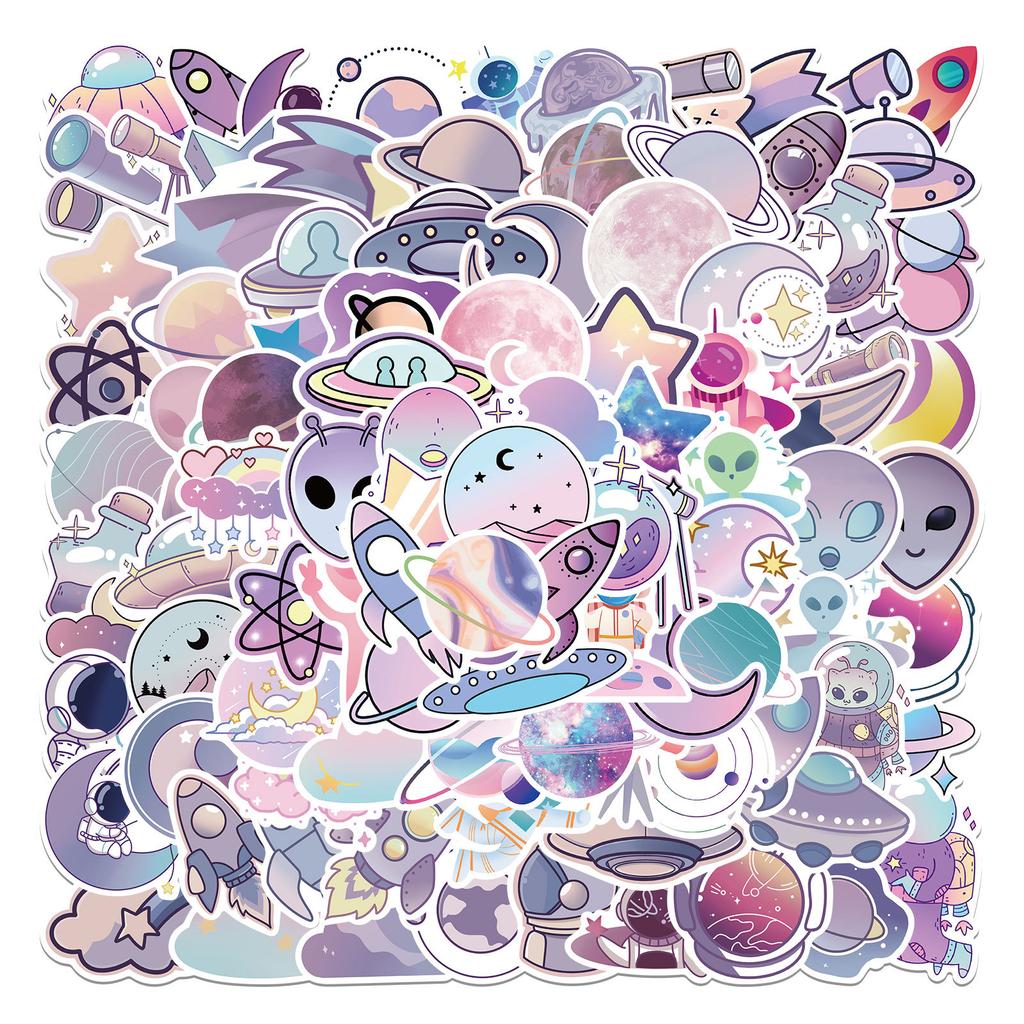 100 Cartoon Purple Planet Graffiti Stickers Suitcase DIY Waterproof Stickers