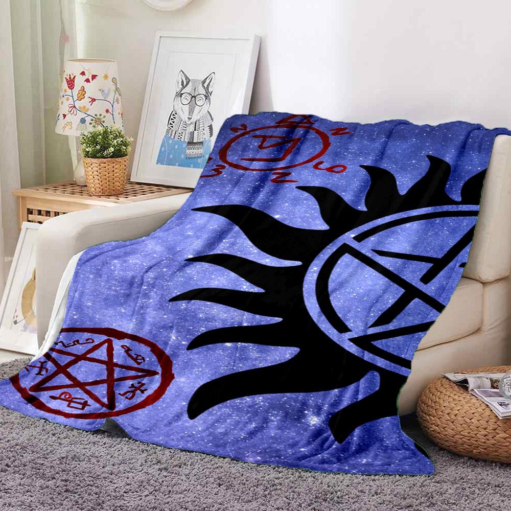 Supernatural Symbols Flannel Blanket Throw Blanket Soft Warm Sofa Bed Camping Home Decor Unique Christmas Gift C922145