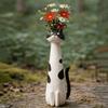 Süße Katze Blumenvase Langhalsige Kreative Cartoon-Katzenvase Handgefertigte Vase Ornamente Wohnzimmer