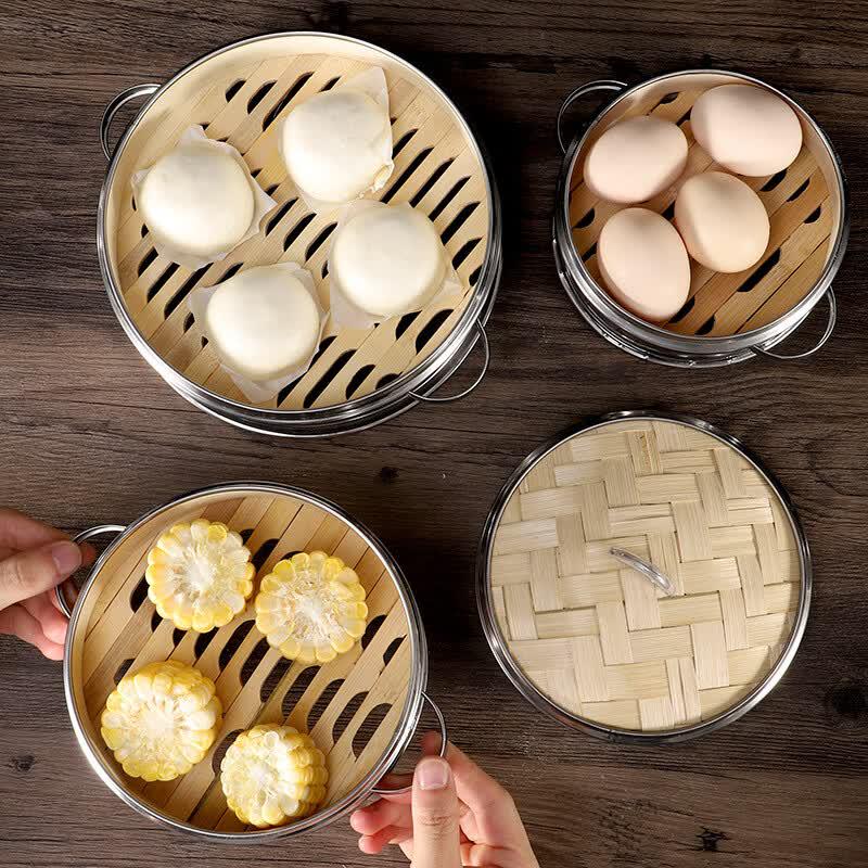 Bamboo Steamer Basket with Double Handles