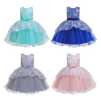 Schöne Mädchen Party Hochzeit Blume Bowknot Ärmelloses Kleid Kinder Festzug Roben Formale Prinzessin Kleider