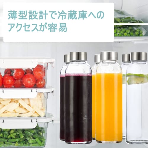 Set of 6 532ml Clear Glass Water Bottles with Stainless Steel Airtight Caps for Travel, Drinks, Juices, and Smoothies