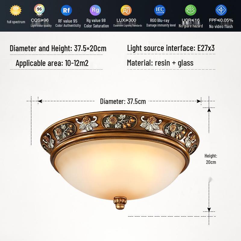 European Retro Dimmable LED Ceiling Light for Hallway, Balcony, or Bedroom