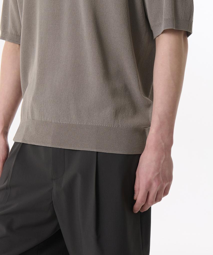 Musinsa Standard Cool Touch Slit Neck Knitted Polo Shirt [Taupe]