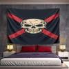 Skull Design with Crossed Red Stripes Pattern Wall Hanging Tapestry Decorative Tapestry Home Decor for Bedroom and Living Room
