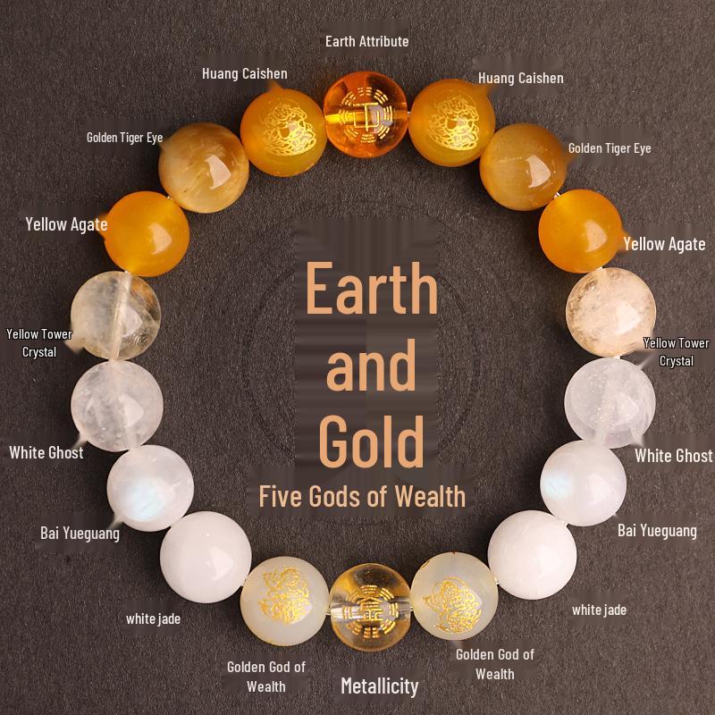 Auspicious Multi-Treasure Crystal Bracelet: Five Paths to Wealth with Wood & Fire Attributes