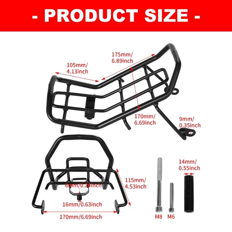 Black Metal Motorcycle Cargo Rack for CT125 2020-2023 JA55/JA65, Featuring Open Tubular Construction and Attachment At Existing Motorcycle Mounting