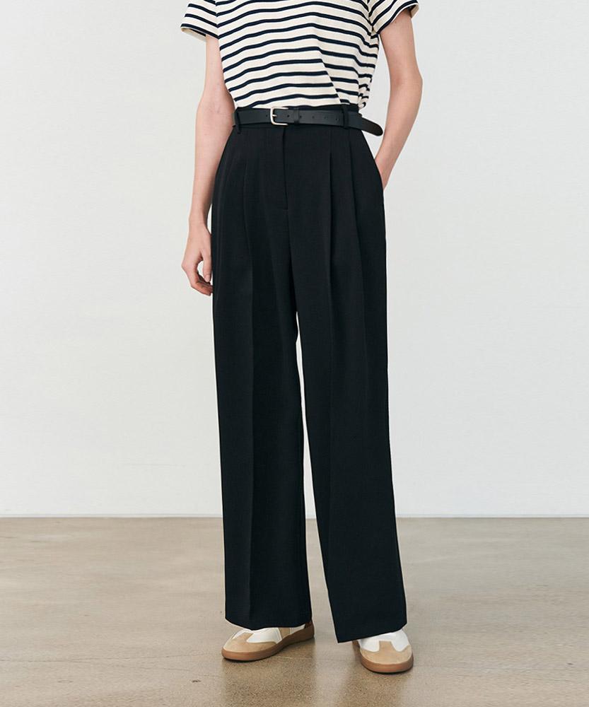 AAU Double Pintuck Wide Slacks_Black