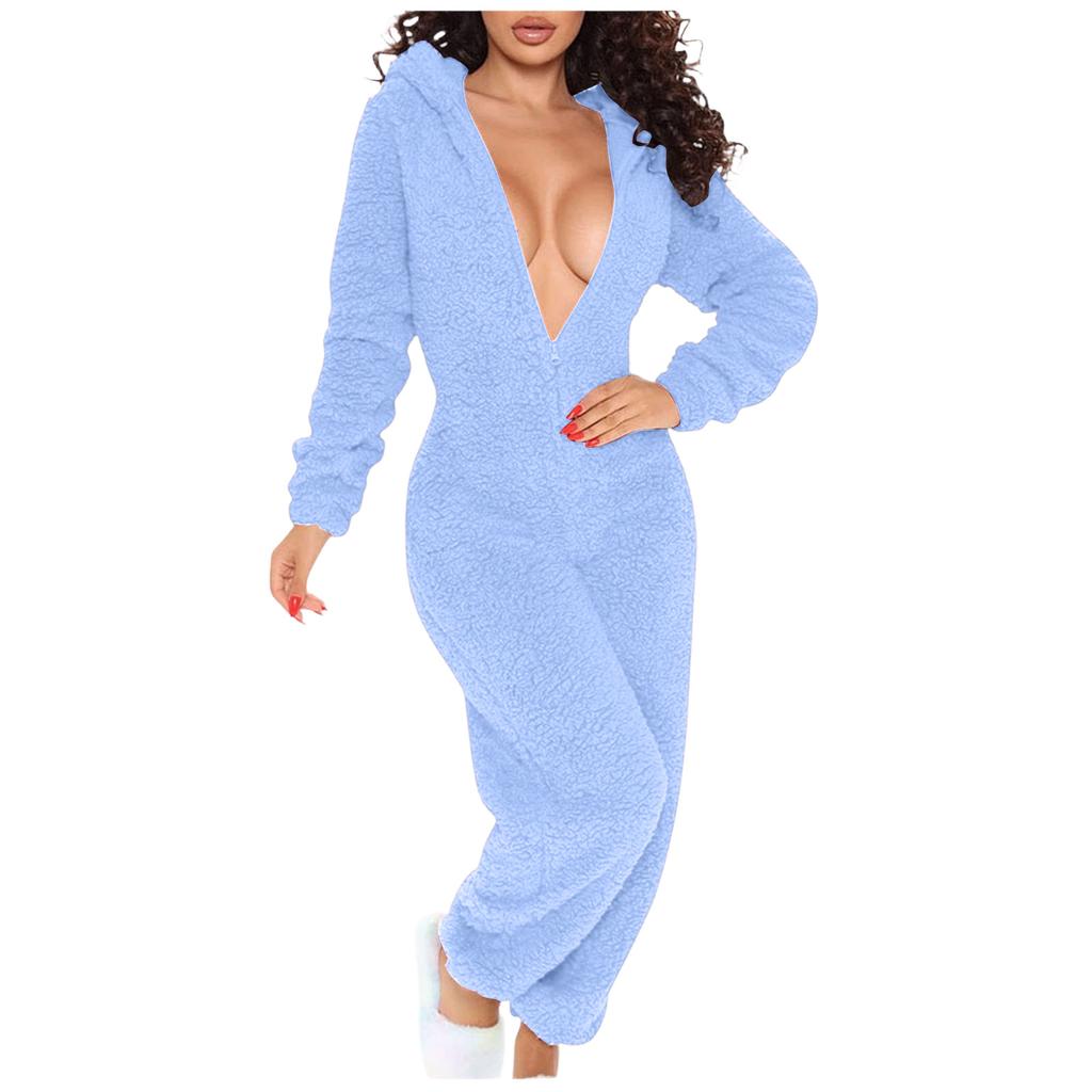 Women's Hooded Long Sleeve Pajama with Button Closure