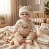 12-inch Light Teddy Bear Overalls Silicone Reborn Doll Gift for Kids - Christmas Gift
