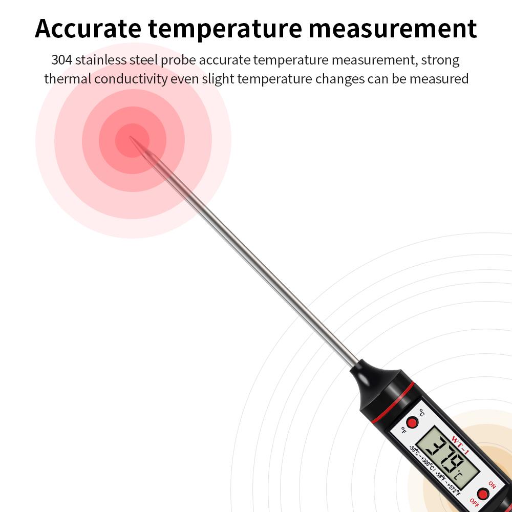 Portable Digital Kitchen Thermometer BBQ Meat Water Oil Stainless Steel Probe Food Oven Temperaure Detector for Kitchen Cooking