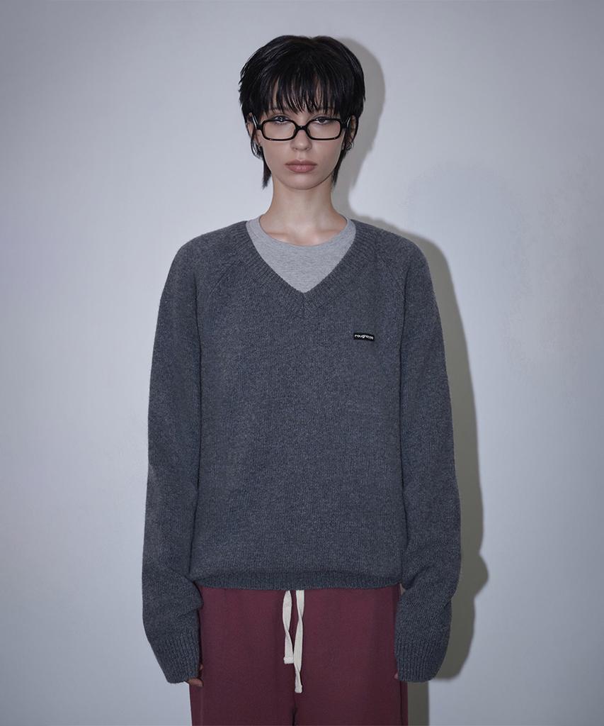 ROUGHTYPE Essential Loose V-Neck Knit - Charcoal