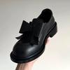 Leather college style bow round head small leather shoes women's spring and autumn new thick heel platform loafers single shoes