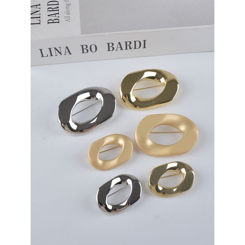 Fashion Minimalist Metal Texture Square Hollow Brooch Ins Style Fashionable All-Matching Sweater Outwear Embellishment Accessories for Women