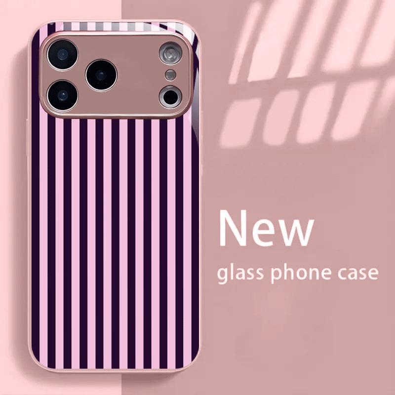 

Минималистичный чехол для телефона из металлического стекла с вертикальной полоской для iPhone 17 16 15 14 13 12 11 Pro Max 15 14 Plus 17Air 16E iPhone 11