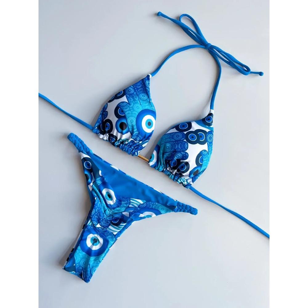 

Бикини Женский Бразильский Комплект Бикини Принт Сексуальное Кружево Купальник Пляжный Спорт для Плавания Раздельный Веревочный Треугольный Комплект Бикини Купальник Женский S