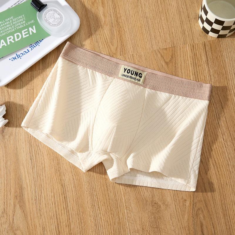Male Summer Light Cotton Breathable Antibacterial Crotch Sports Youth Boxer Briefs