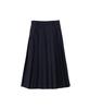 SALON DE YOHN Side Slit Pleated Midi Skirt_ Navy