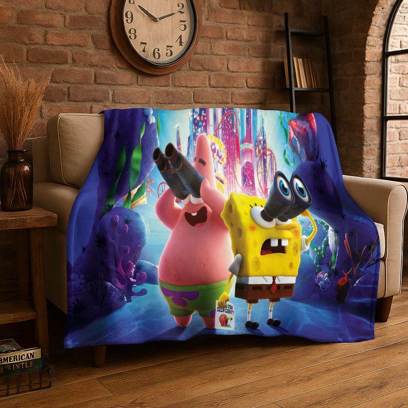 Cute S-SpongeBob Cartoon Soft Flannel Throw Blanket,Warm Cozy Blanket for Bed,Couch,Sofa,Bedroom,Living Room,Travel,Picnic Gift